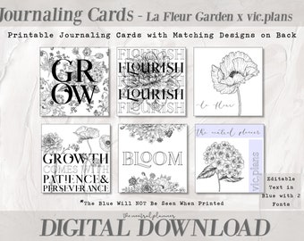 La Fleur Garden x Vic.Plans | Printable Journaling Planner Cards | Flower Neutral Aesthetic Planner Decor