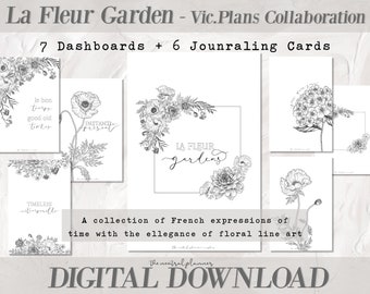 La Fleur Garden x Vic.Plans | Classic Happy Planner | Flower Printable Planner Dashboard + Journaling Cards