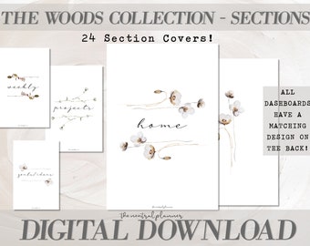 Personal Size | The Woods Sections | 24 Printable Planner Title Dashboards