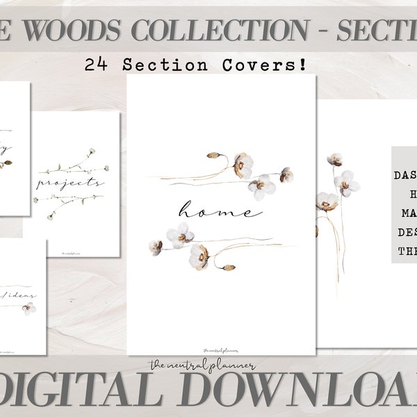 Personal Size | The Woods Sections | 24 Printable Planner Title Dashboards