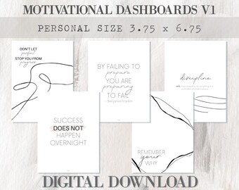 Motivational Printable Planner Dashboards - PERSONAL SIZE - Minimal Aesthetic Decorative Insert