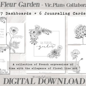 Jardim La Fleur x Vic.Plans | Tamanho pessoal | Painel de planejamento para impressão de flores + cartões de registro no diário