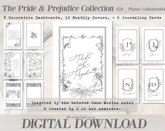 B6 Size | The Pride & Prejudice Collection x Elle_Planns | Printable Planner Dashboard + Monthly Covers + Journaling Cards