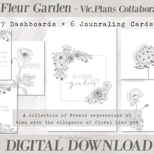 Jardim La Fleur x Vic.Plans | Franklin Covey Compacto | Painel de planejamento para impressão de flores + cartões de registro no diário