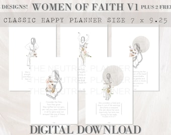 Women Of Faith Planner Dashboard - CLASSIC HAPPY PLANNER - Neutral Aesthetic Scripture Dashboard