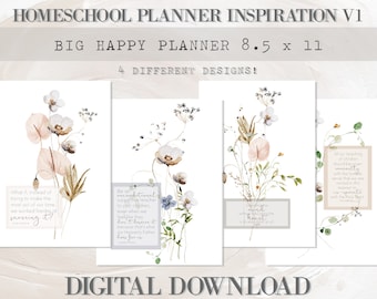 ホームスクール プランナー ダッシュボード インスピレーション - BIG HAPPY PLANNER - 印刷可能な教師用アジェンダ装飾