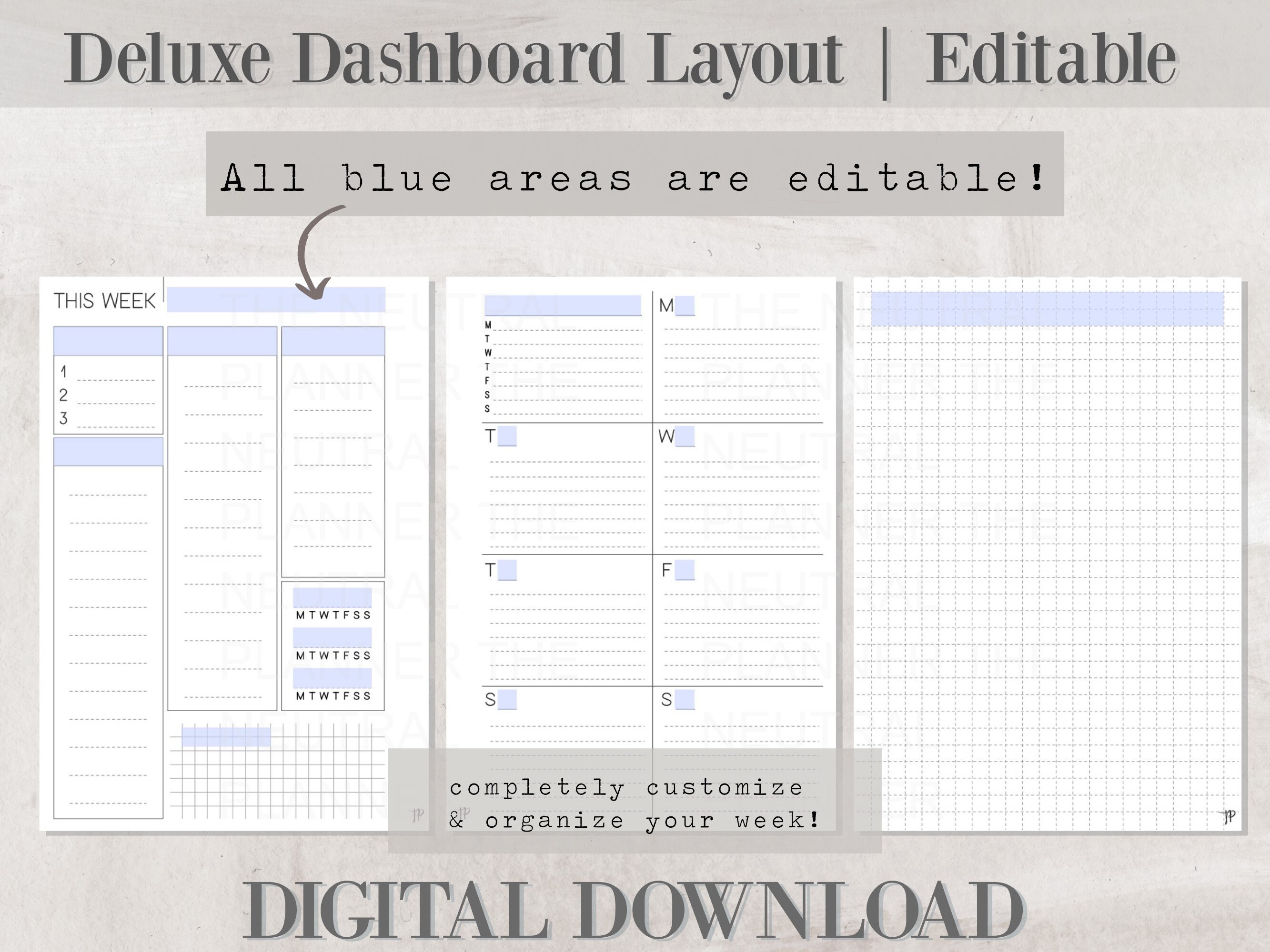 Editable Weekly Printable Planner Insert - A5 SIZE - Deluxe Dashboard ...
