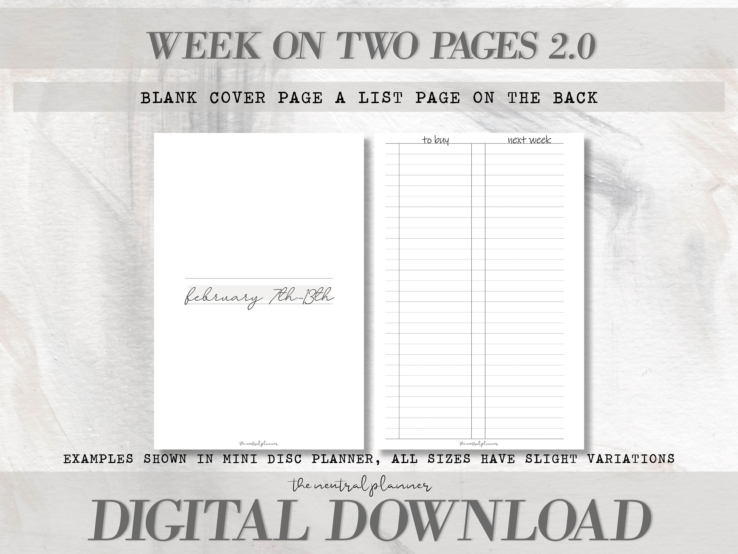 Mini Happy Planner | Week on Two Pages 2.0 | Minimal Aesthetic Weekly ...