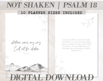 Psalm 18 Planner Printable Decoration | 10 Sizes Included | Neutral & Minimal Aesthetic