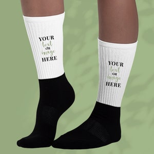 Personalized Unisex Black Foot Socks, Unisex Crew Socks, Custom Socks, Personalized Gift, Gift for Her, Gift for Him