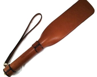Leather Spanking Paddle BDSM Paddle  Spanking Paddle Spank Tan/Black Spanking Paddle
