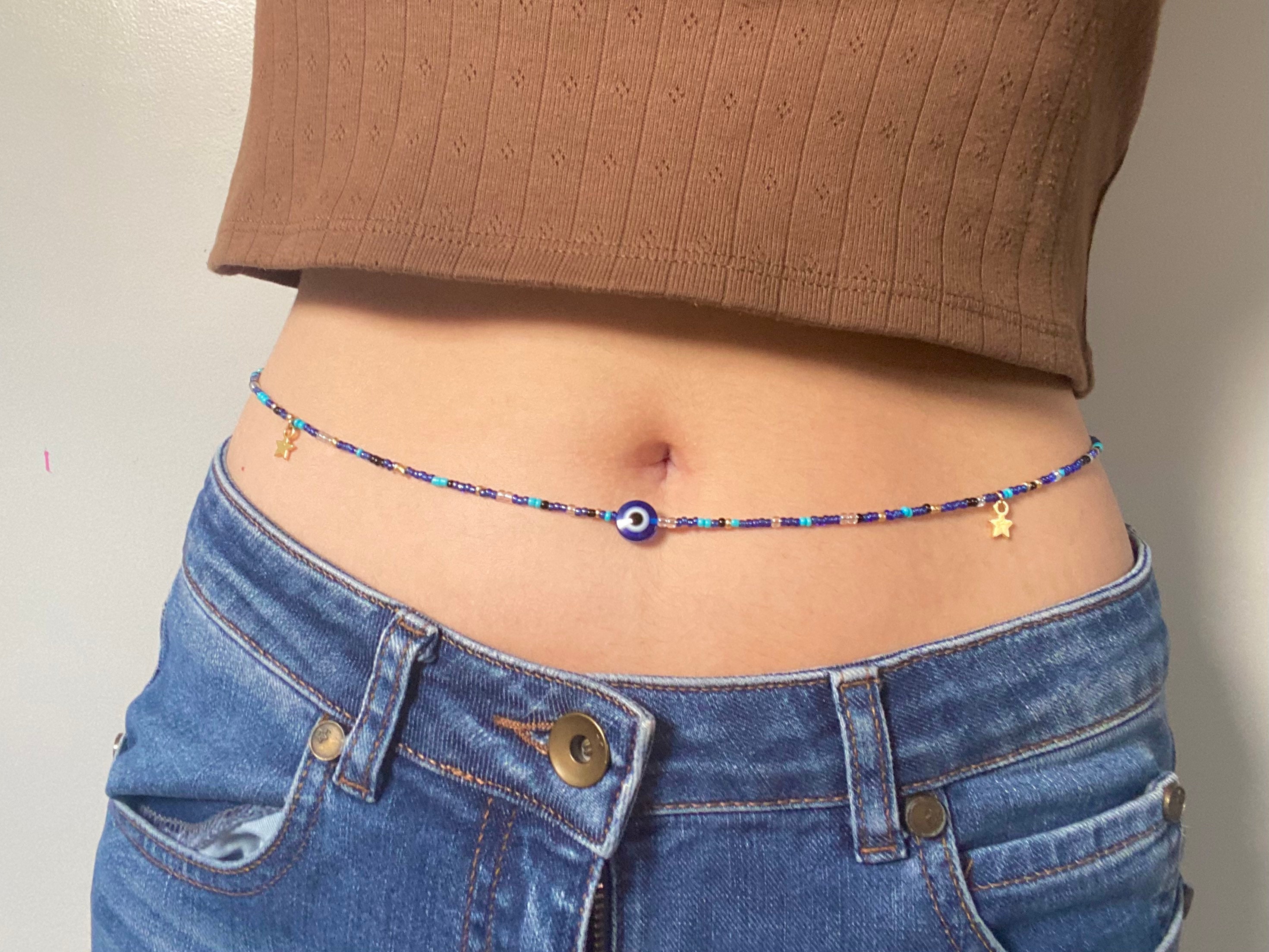 Blue Evil Eye Belly Chain - Etsy Australia