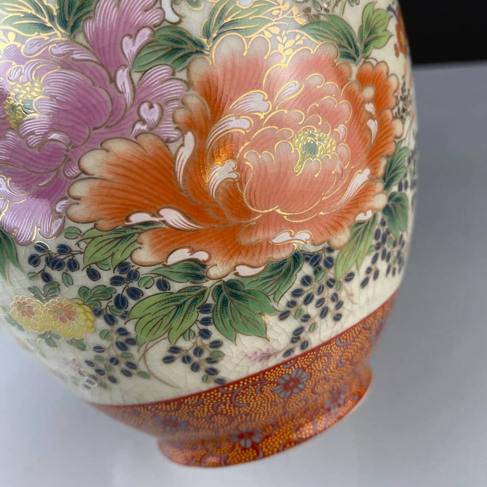 8 Toyo Japan Vase Peony W/Gold Trim Etsy