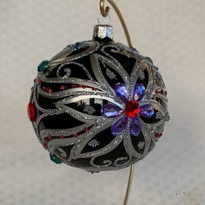 Black & Silver Royal Collection 100mm - Traditional Polish Glass Ornament - Hand Crafted