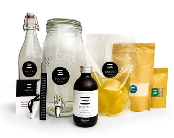 Kit de fabrication de kombucha biologique de qualité supérieure : 3 litres (Kilner) en continu et par lots