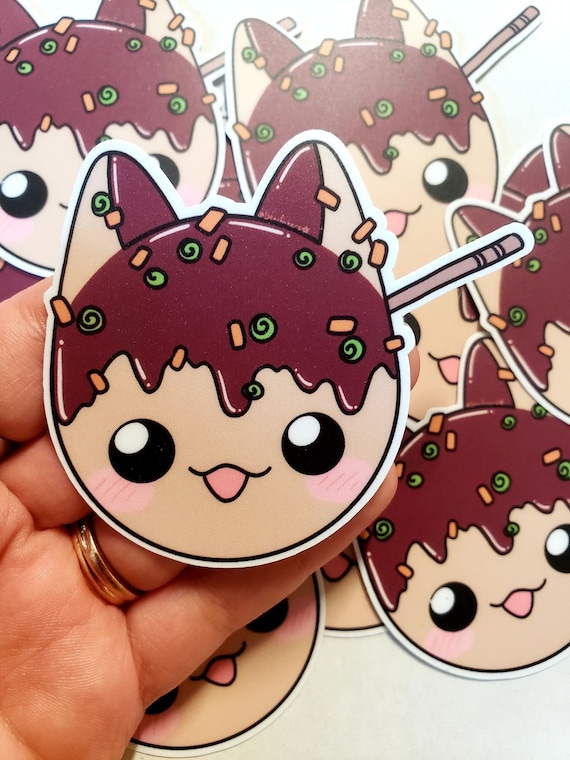 Takoyaki Cat Sticker, Japanese Food Decal