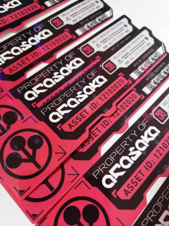 Cyberpunk 2077 Sticker: Arasaka ID, Relic Biochip Prototype