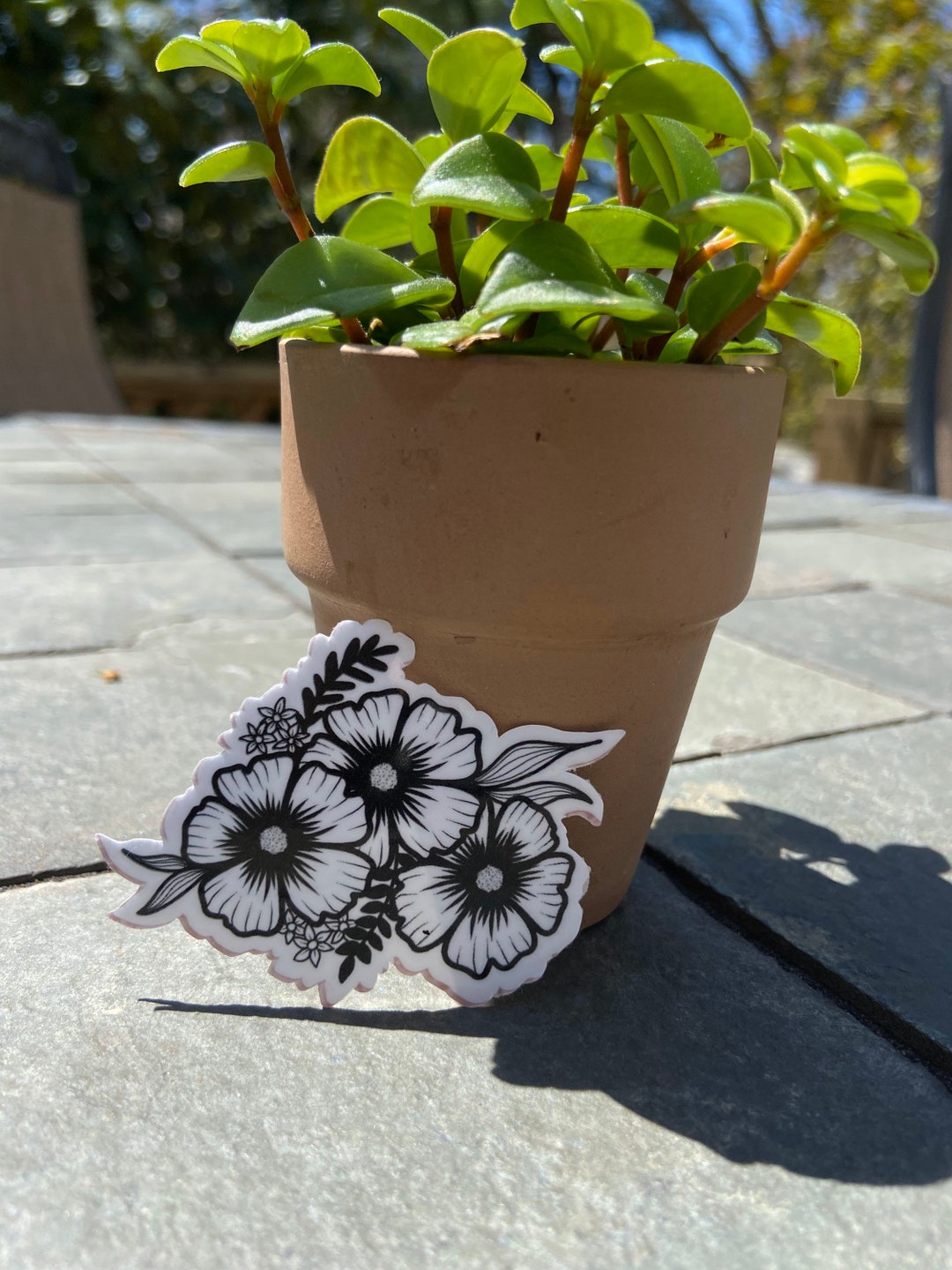 Floral Black and White Sticker - Etsy