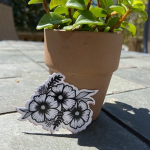 Floral Black and White Sticker