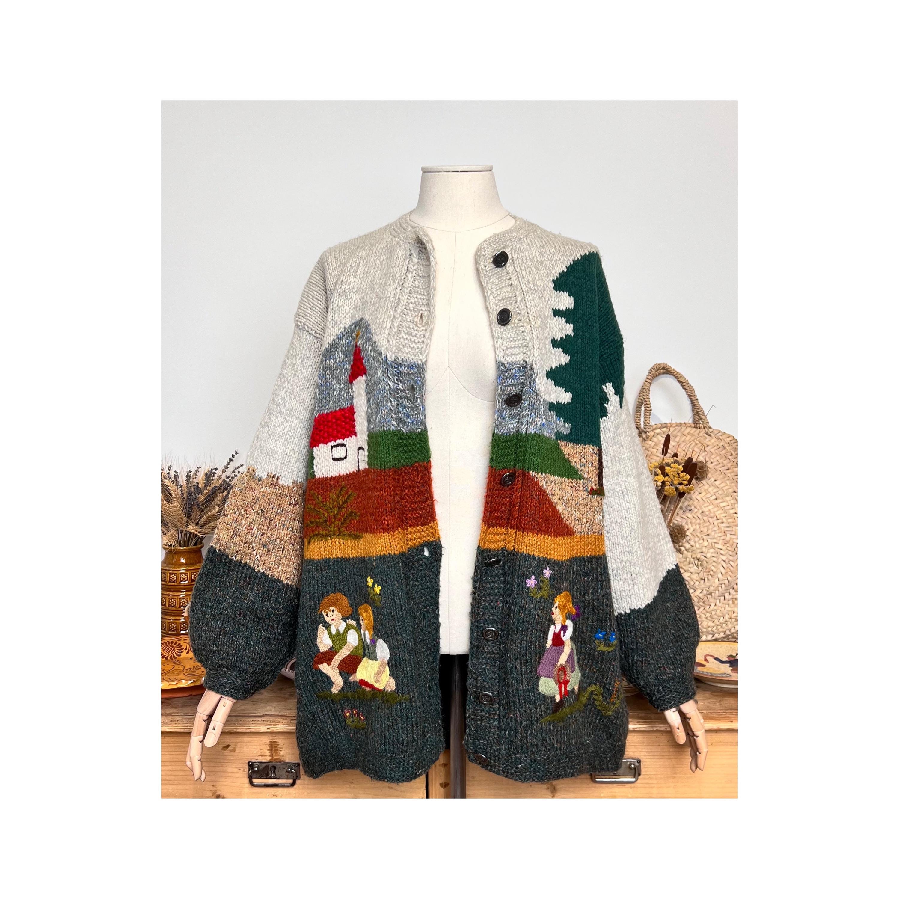 オーストラリア製　Goschler ハンドメイド ニット アイルランド製 Irish Homecraft 羊 刺繍 ロールネック ケーブル編み