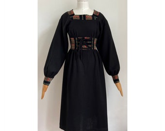 Vintage Joachim Bosse Ethnic Style Puff Sleeved Dress