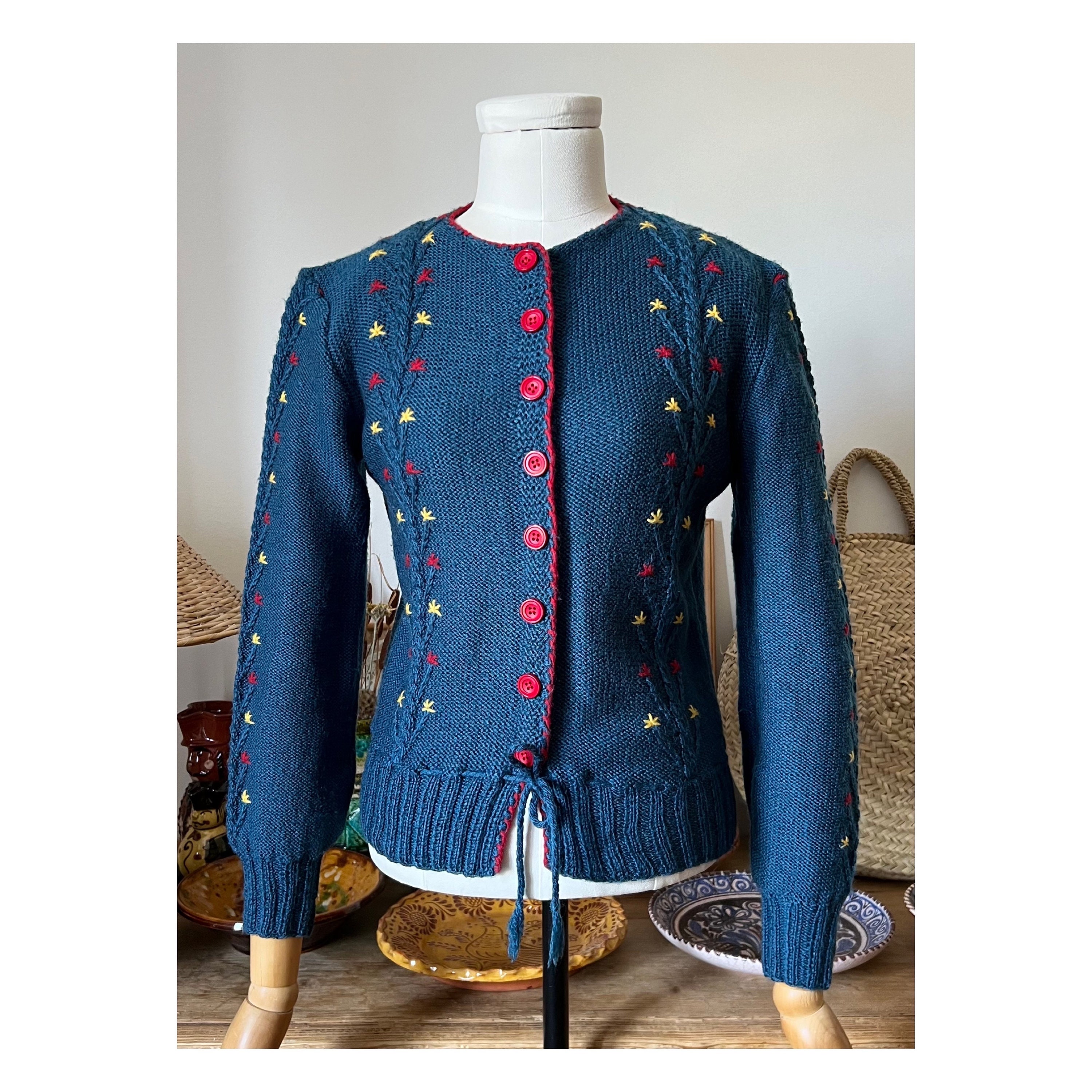 Embroidered Austrian Knit Cardigan - Etsy Embroidered Austrian Knit Cardigan - Etsy