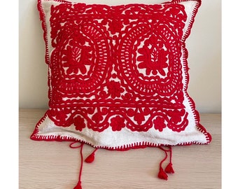 taie d'oreiller brodée ethnique hongroise vintage Kalotaszeg / coussin folklorique de Transylvanie