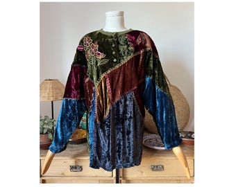 Vintage 90s Together Patchwork Floral and Horse Patterned Jumper