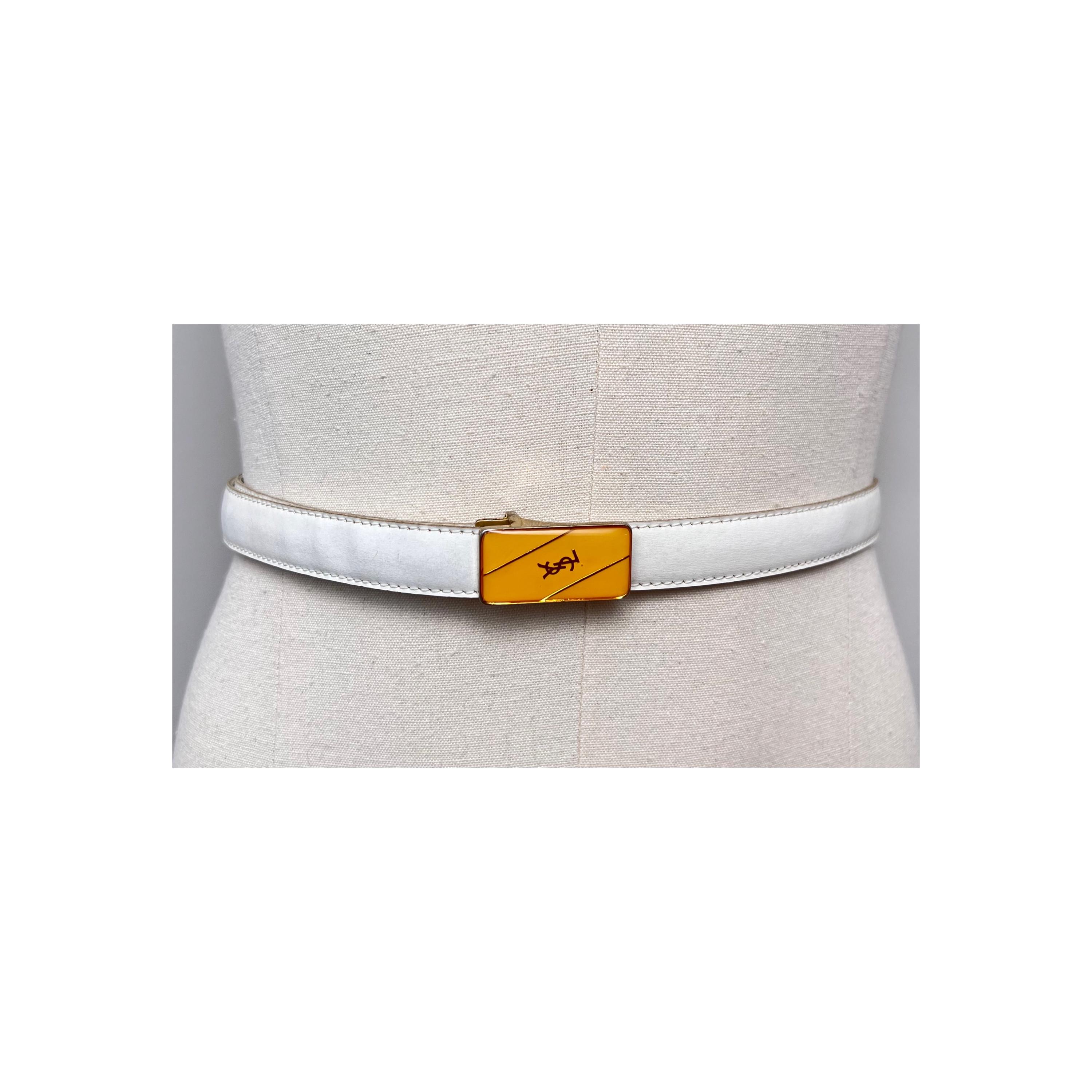 Vintage YSL white and gold waist belt Saint Laurent Vintage Belt Early 80s, Golden Belt Eighties  main image 4