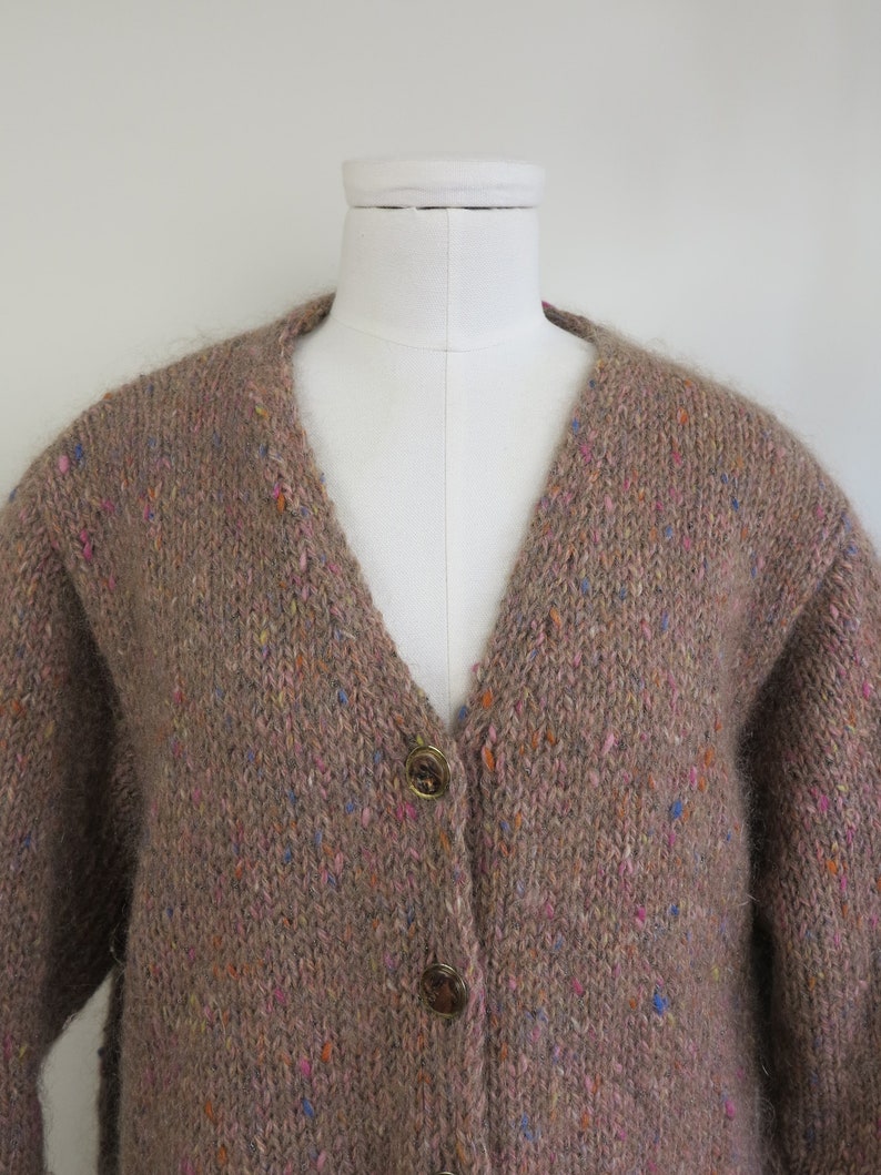 Hand Knitted Vintage Brown Cardigan Size SM