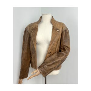 Vintage 80s Sandy Brown Leather Jacket Austrian Style Coat