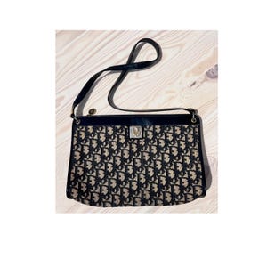 Vintage 80s early 90s Dior Synthetic Trotter Canvas Shoulder Bag