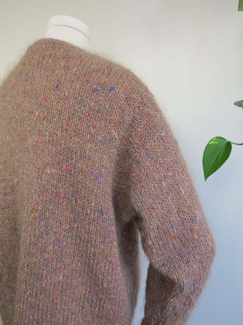 Hand Knitted Vintage Brown Cardigan Size SM