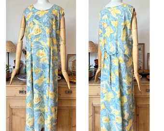 Vintage 90s Floral Patterned Sleeveless Maxi Summer Dress