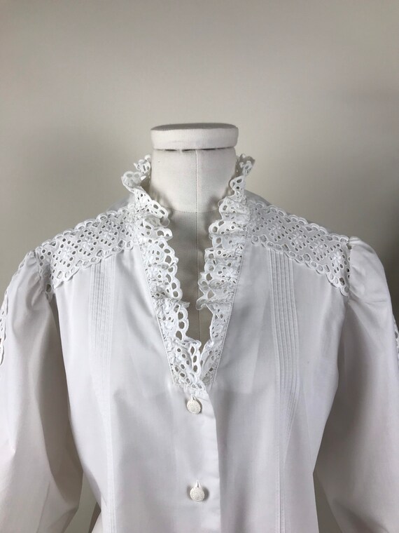 Austrian Folk White Ruffled Collar Blouse