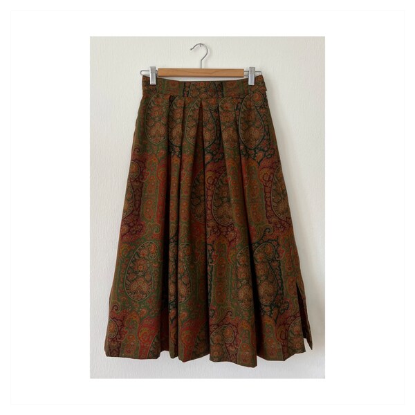 Paisley Patterned Vintage Wool Austrian Folk Skirt