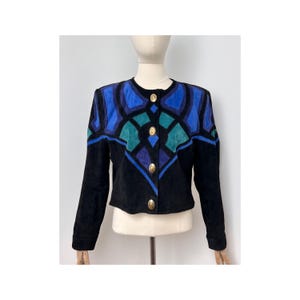 Veste en cuir patchwork Dino'z vintage des années 80