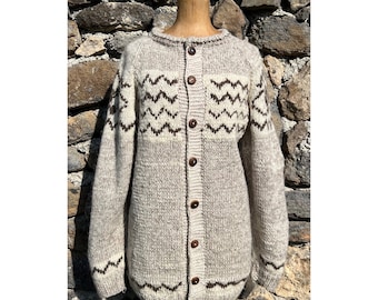 Hand Knitted Floral Patterned Vintage Oversized Cardigan