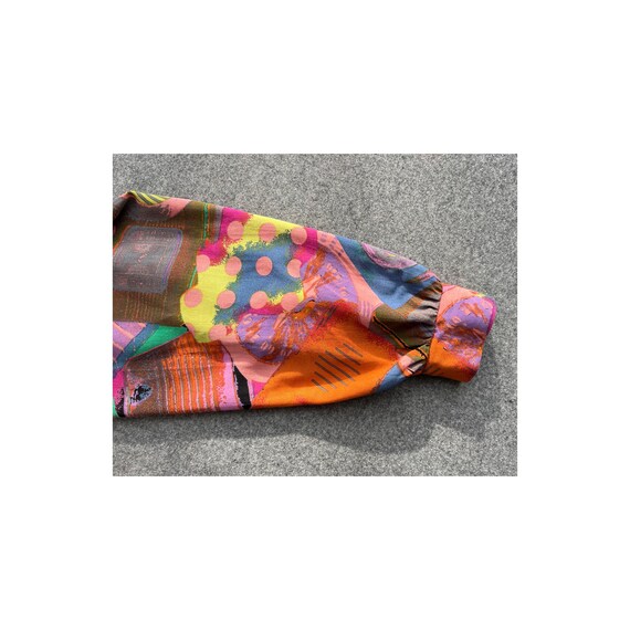 Multicolored Abstract Patterned Balloon Sleeved V… - image 11