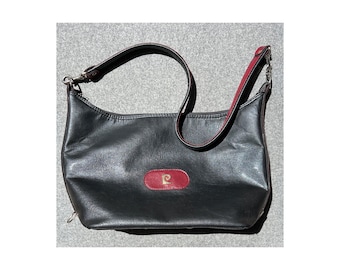 Vintage Pierre Cardin Y2K Black Red Shoulder Leather Bag