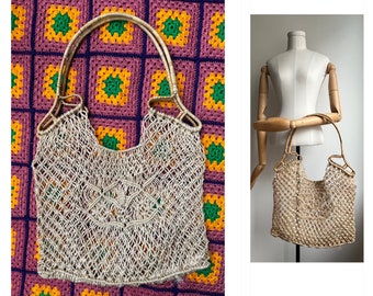 Handgeweven vintage jaren '70 jaren '80 Macrame Marketbag