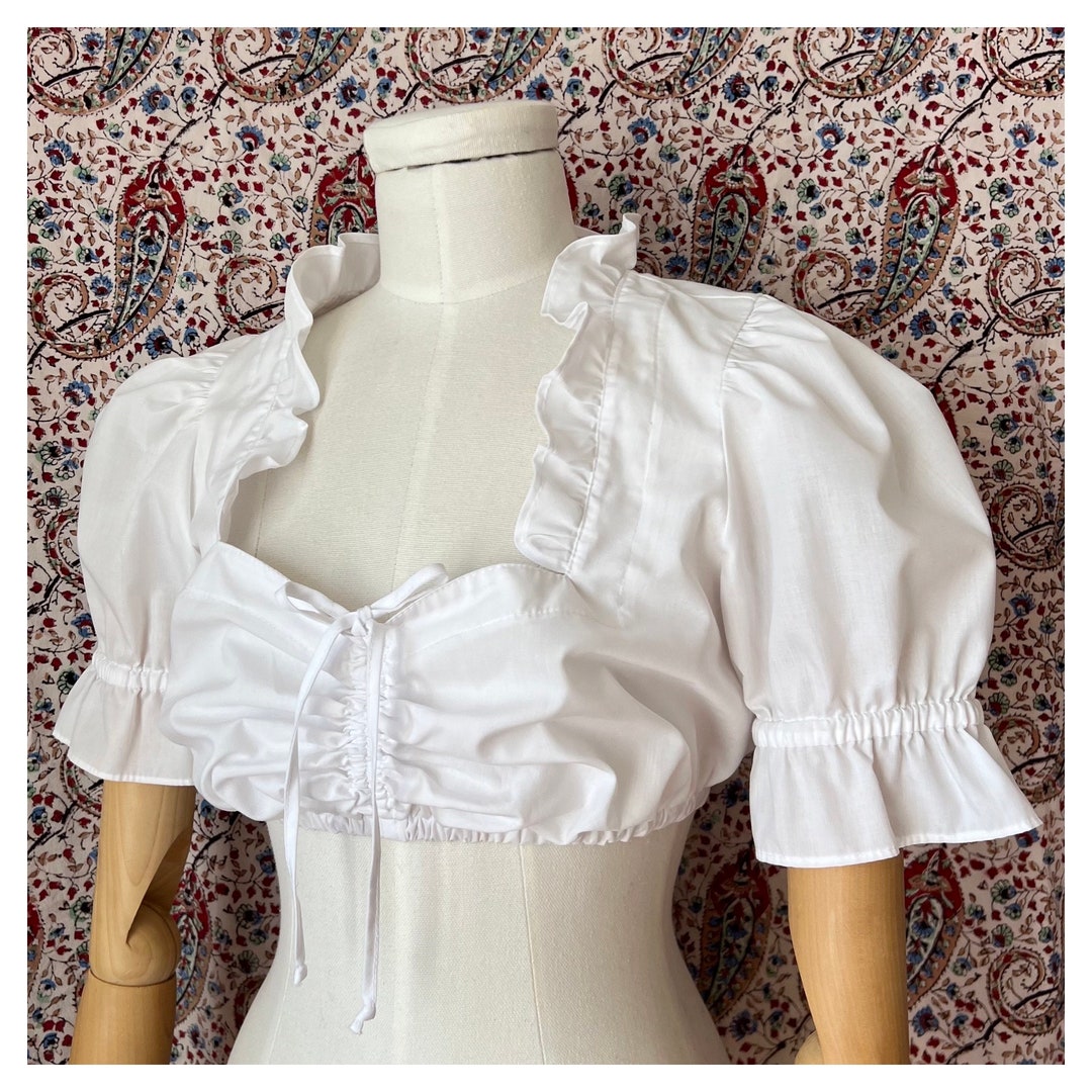 Classical Ruffle Classic Puff Sleeved Ruffled Austrian Folk Dirndl Crop Top - Etsy