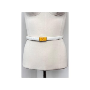 Vintage YSL Small White Leather Belt