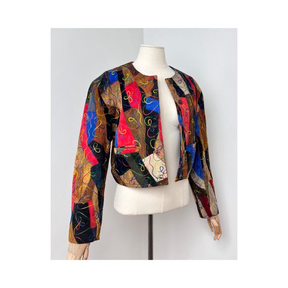 Gabriella Benelli Embroidered Patchwork Leather V… - image 4