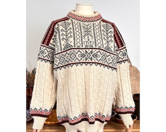 Maglione vintage Dale of Norway, maglione nordico norvegese lavorato a maglia, taglia L