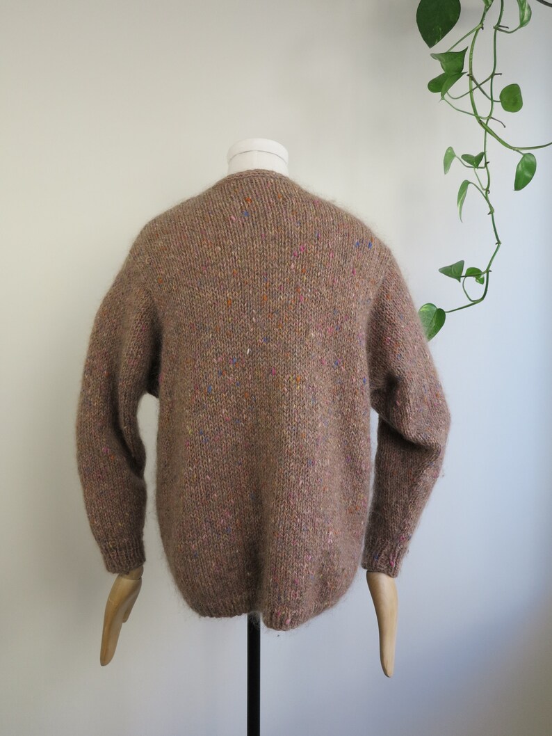 Hand Knitted Vintage Brown Cardigan Size SM