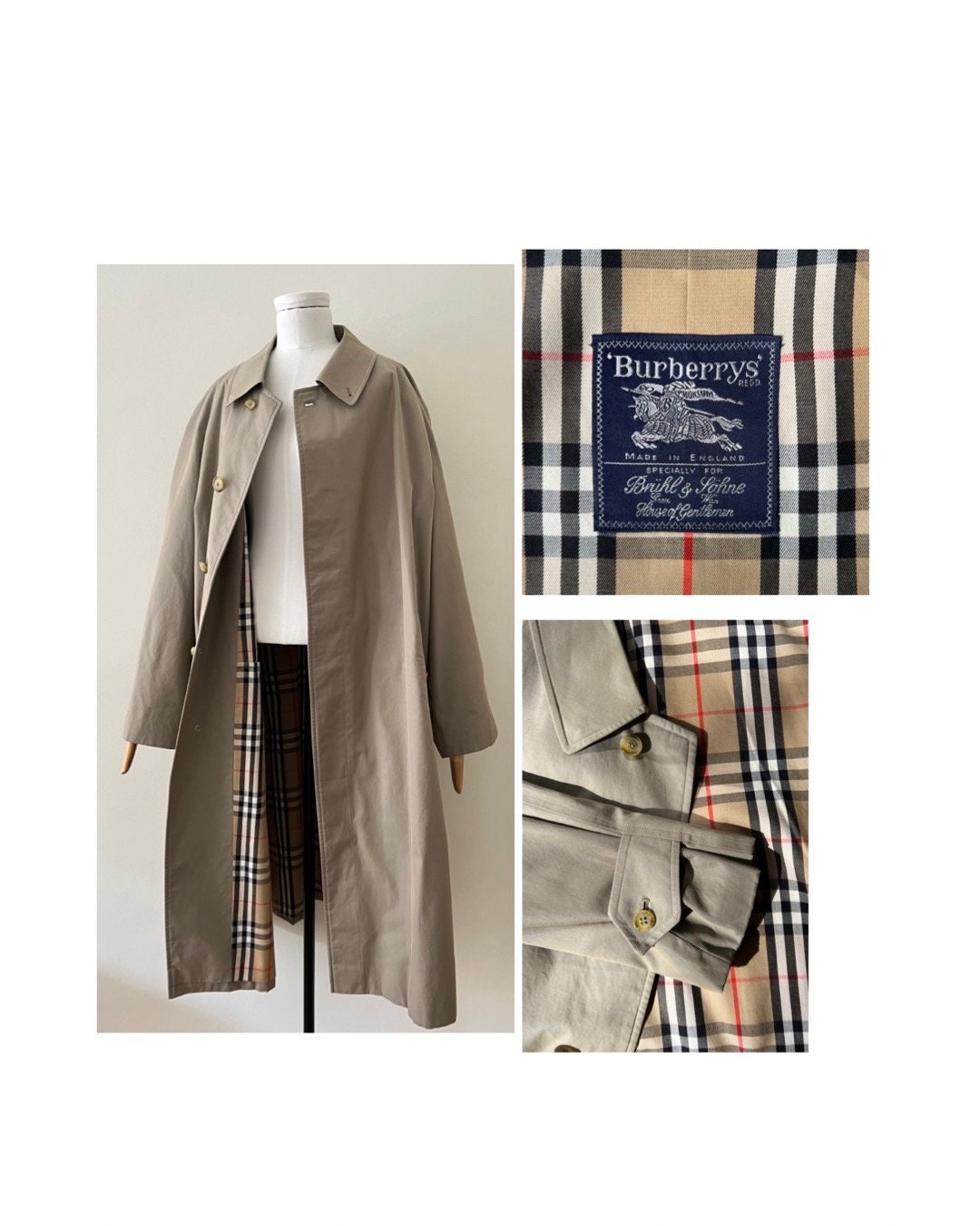 masuo0901 　Burberry’s Bruhl & Sohne別注 Vintage Burberrys Brühl and Söhne Beige Classic Trench Coat XL - Etsy