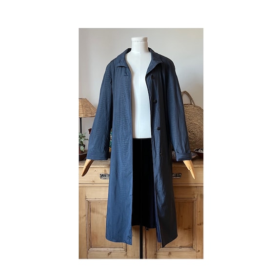 Vintage Giraffe Print Trench Coat/ Dark Blue Minimalist Style Size Small