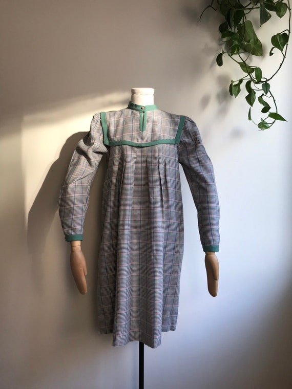 Green Puff Sleeved Check Dress EU size 36/38