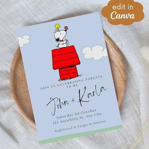 Snoopy Birthday Invitation Digital Download Snoopy Etsy
